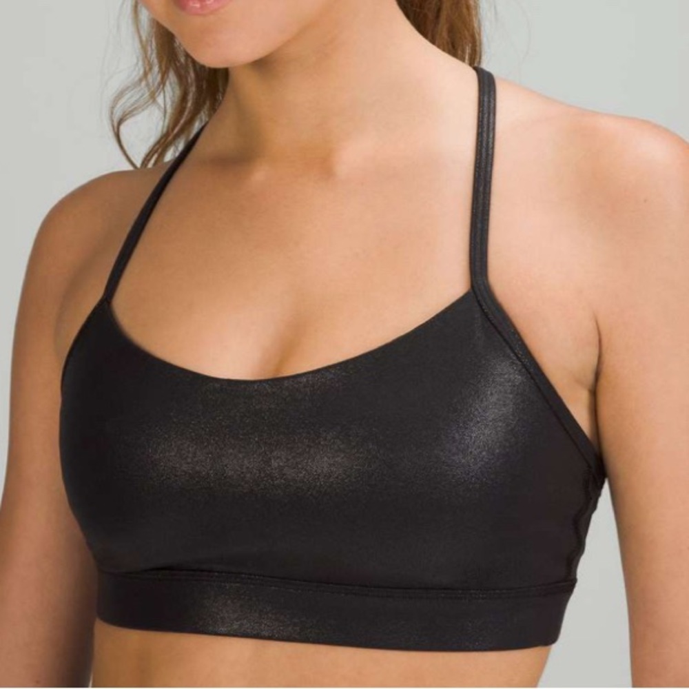 Lululemon Flow Y Nulu Bra Shine Radiate Foil Print Black